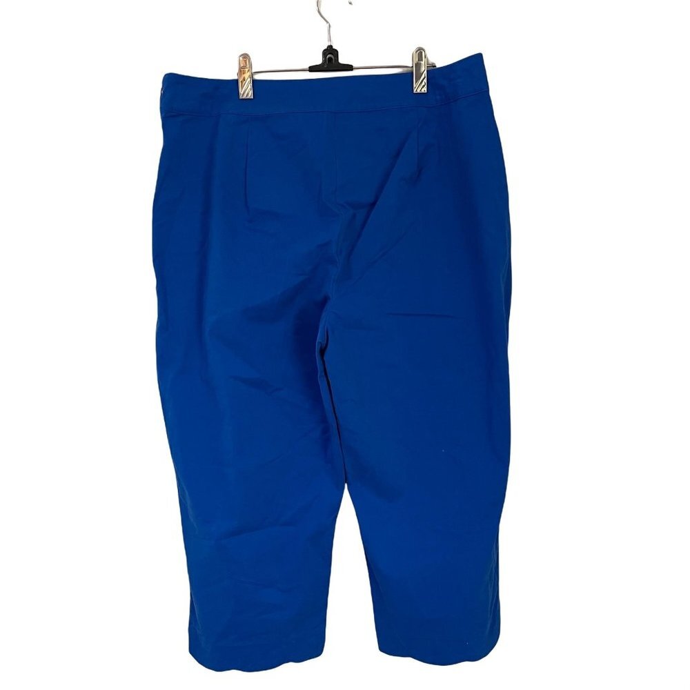 Kim Rogers Women's Scallop Hem Bright Blue Capri Pants Size 16 - Picture 2 of 6